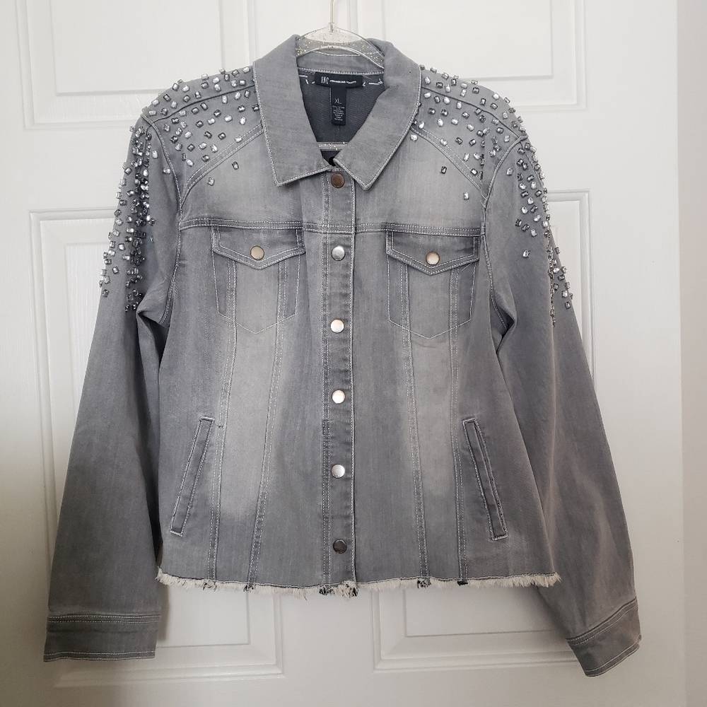 INC International Concept Bling Jean Jacket. NWT.